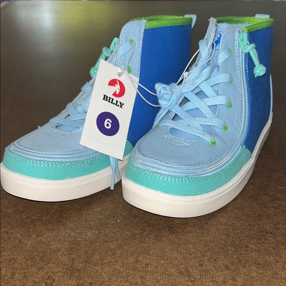 Billy Kids High-Top Sneakers - Light Blue and Green - Picture 2 of 5